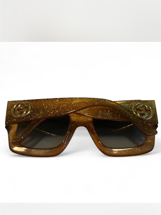 Gucci Women\'s Square Glitter Acetate Sunglasses in Gold
